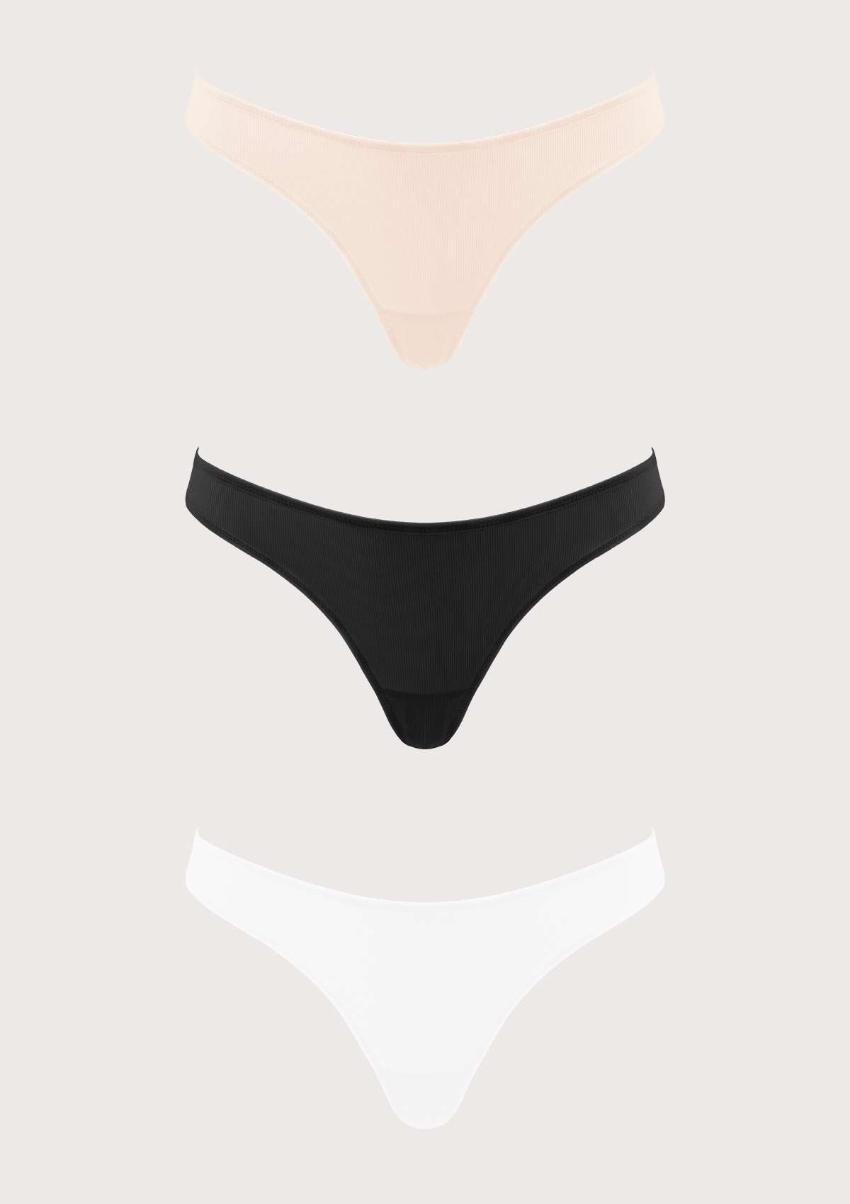 HSIA Ribbed Knit Cotton Thong Underwear 3 Pack - HSIA