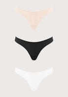 HSIA Ribbed Knit Cotton Thong Underwear 3 Pack - HSIA