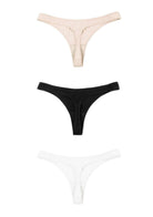 HSIA Ribbed Knit Cotton Thong Underwear 3 Pack - HSIA