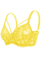 Pretty In Petals Bright Yellow Unlined Strappy Lace Bra - HSIA